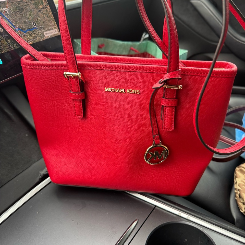 Michael Kors Cherry Red Tote Bag
